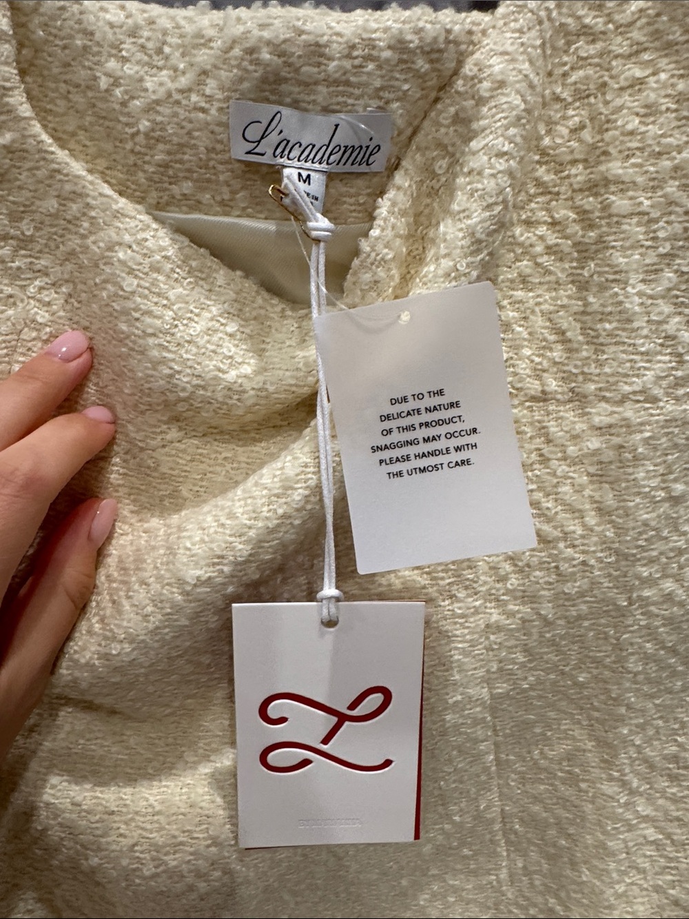 L'Academie Cream Bouclé Square-Neck Mini - Picture 4 of 5
